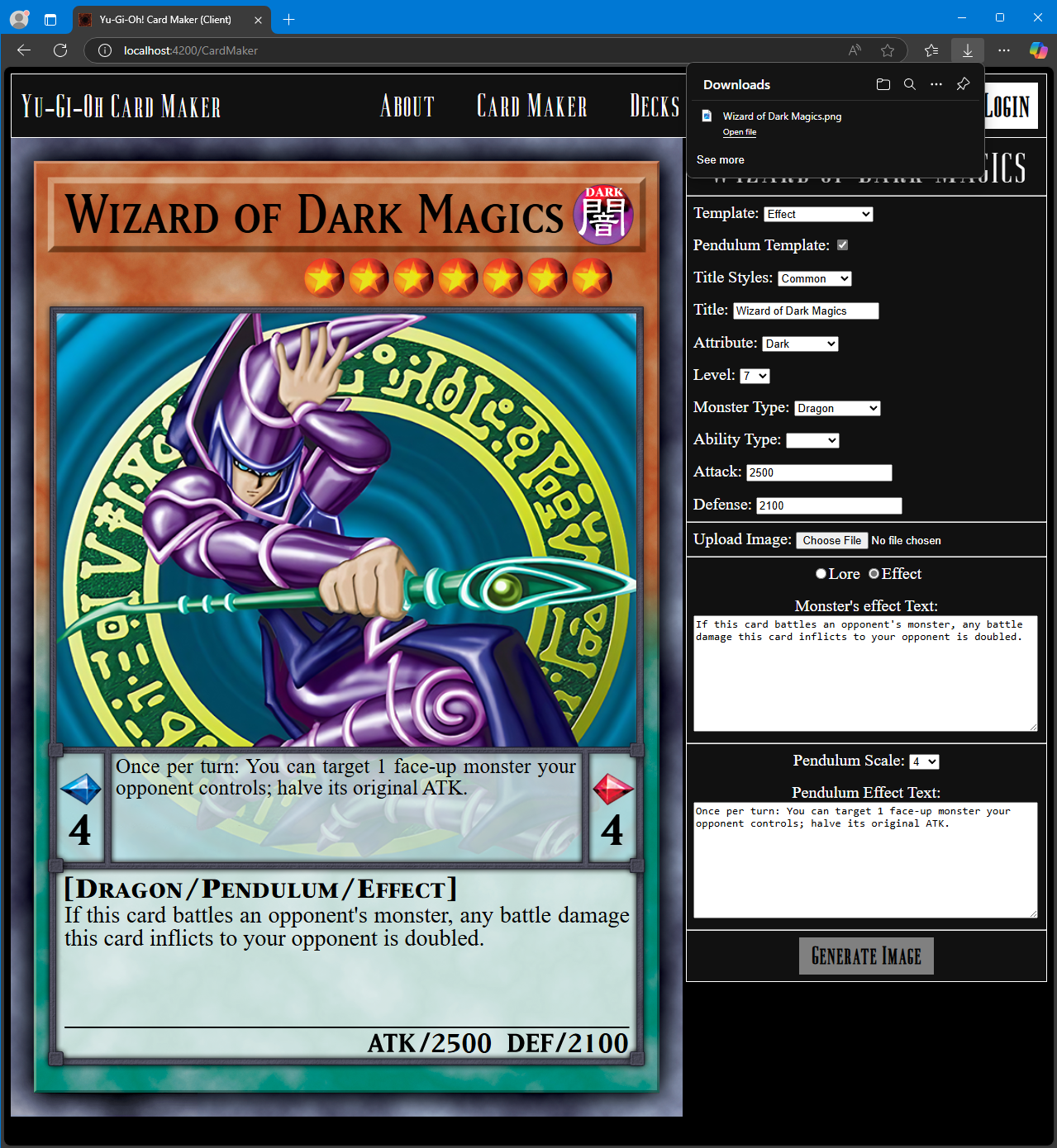 Yu-Gi-Oh Card Maker